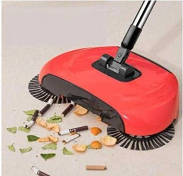 Fiber Hand Push 360 Degree Rotating Sweeping Broom - , RED, Fiber, Multipack of1